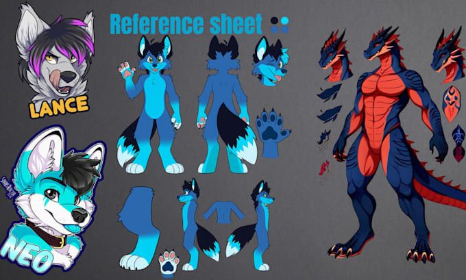 draw custom furry art, fursona character designs, furry headshots, badge for you