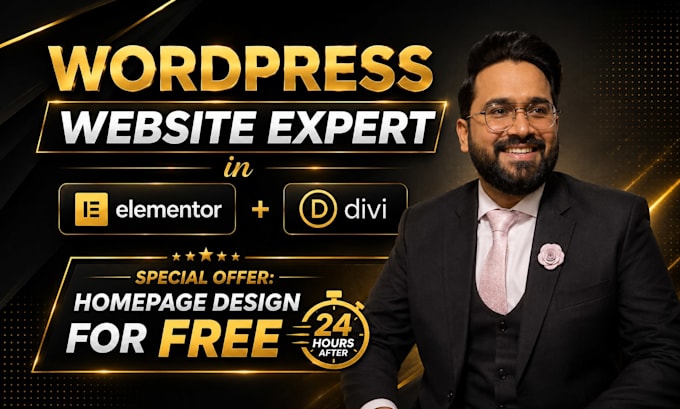 create wordpress website using elementor and divi, elementor wordpress website