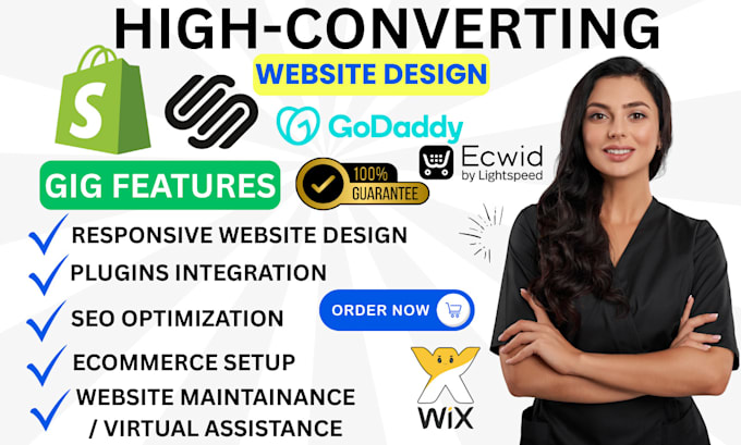 design and redesign shopify squarespace wix godaddywordpress seo website design