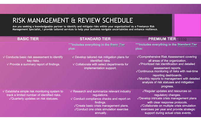 be your risk management specialist