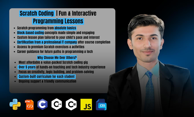 teach basic programming langauge c cpp python js