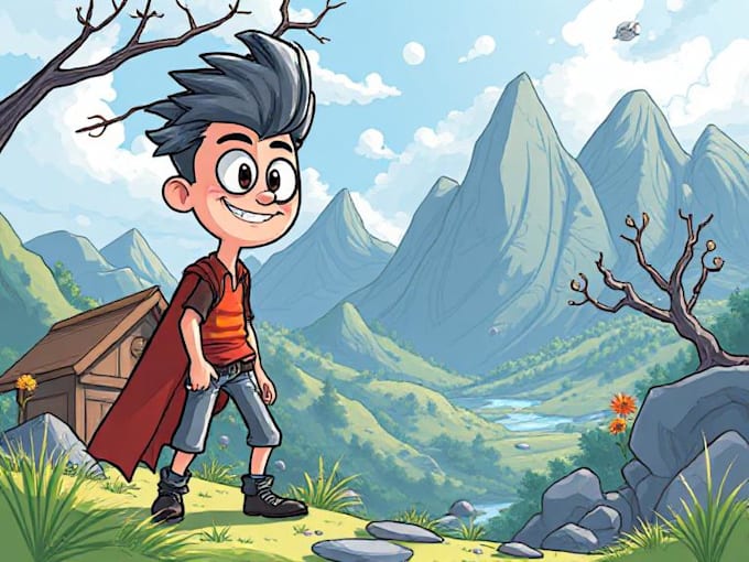 draw amazing cartoon character and scene