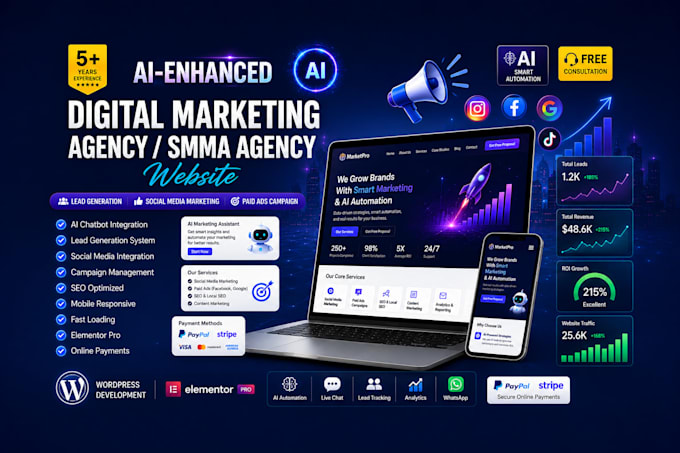 create ai enhanced digital marketing agency or smma agency website