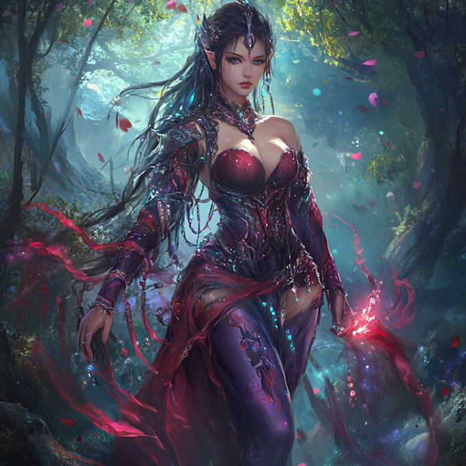 make a character illustration for a video game or fantasy