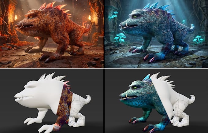 model, sculpt and texture game ready characters, creatures and robots for you