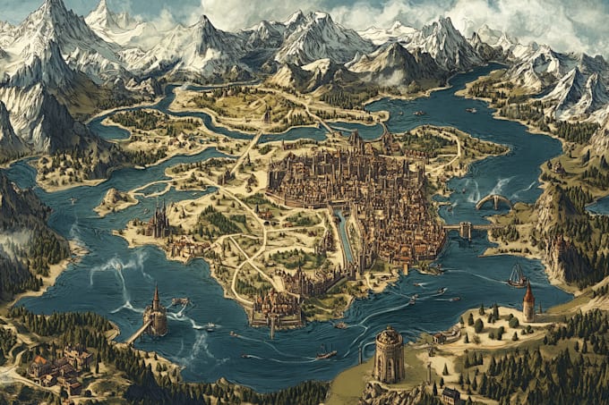 vector map illustration map design city fantasy map
