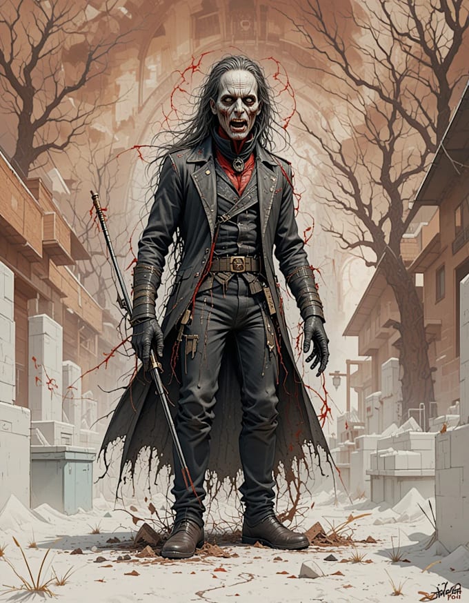 draw realistic  horror character illustration