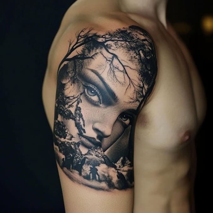 create sleeve tattoo design in geometric style