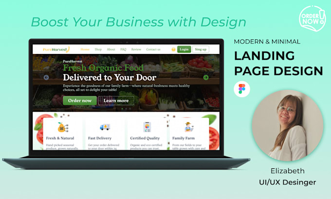 design a modern UI UX landing page in figma