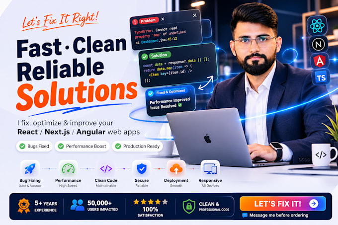 fix and optimize your react nextjs or angular web app