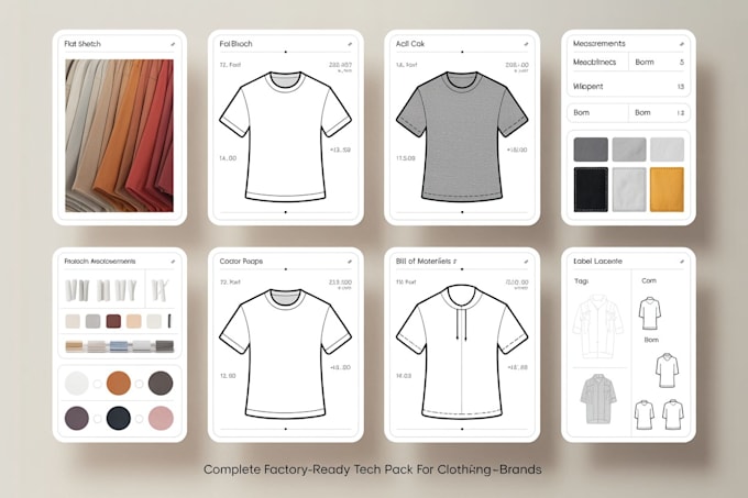 design clothing tech pack with flat sketch and production ready specs
