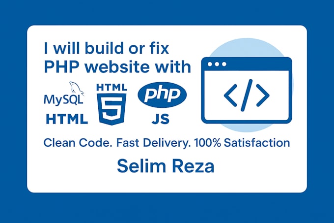 fix your website or web application making with PHP, javascript, HTML and CSS