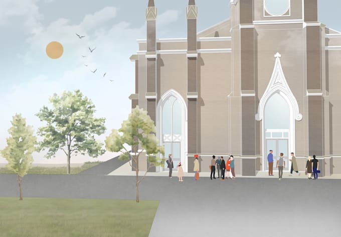 make artistic architectural renders and collages