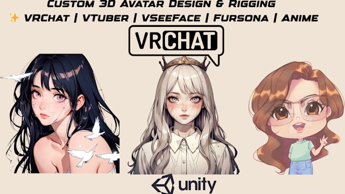 Design and rig 3d vrchat avatar furry anime chibi fursona vseeface ...