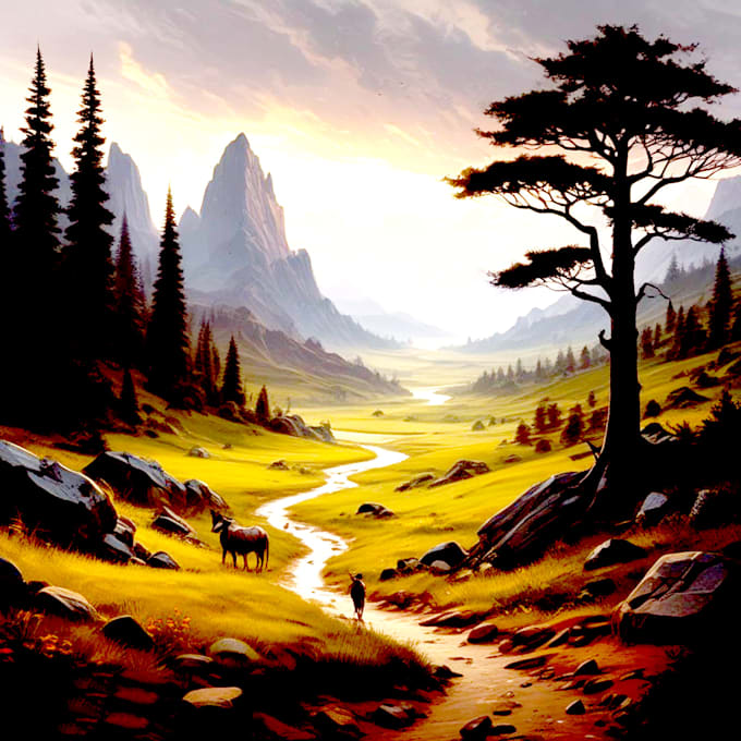 draw a concept natural landscape and background illustration