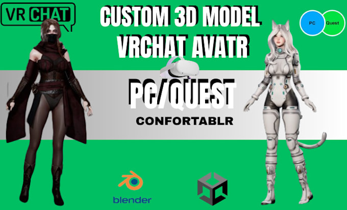 create a custom vrchat avatar, furry or anime 3d model