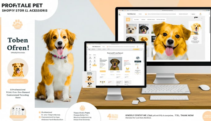 do a pet store, grooming website, and pet ecommerce site with custom logo
