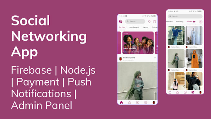 create social networking app, subscription, chat app