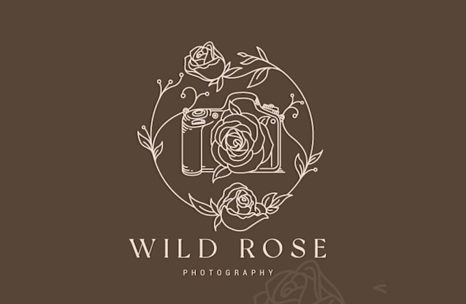 design amazing wild rose and camera logo