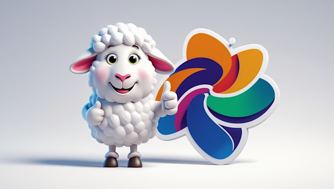 design sheep mascot logo with express delivery
