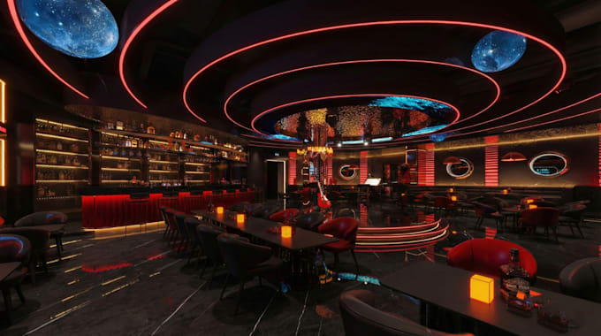 3d interior design lounge, bar, night club, cafe, restaurant