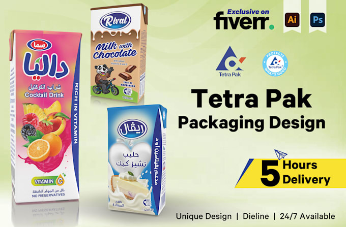do tetra pak, packaging, product packaging and dieline design with 3d mockup