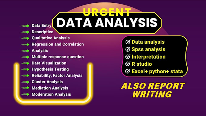 do statical spss analysis, report in spss , python, excel, r studio