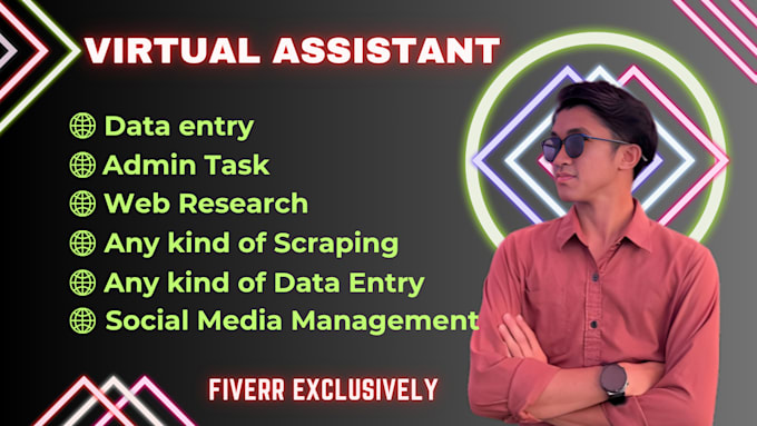 Be your expert virtual assistant for data entry and web research work ...