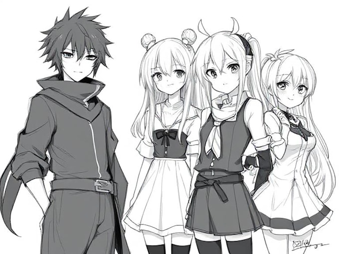 Draw sketch anime, fanart, manga art by Rosalwart | Fiverr