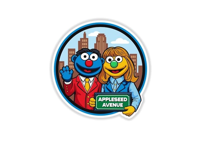 design appleseed avenue puppet themed logo