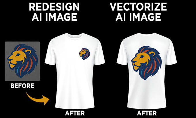 redesign ai image or vectorize for high resolution for apparel print ready