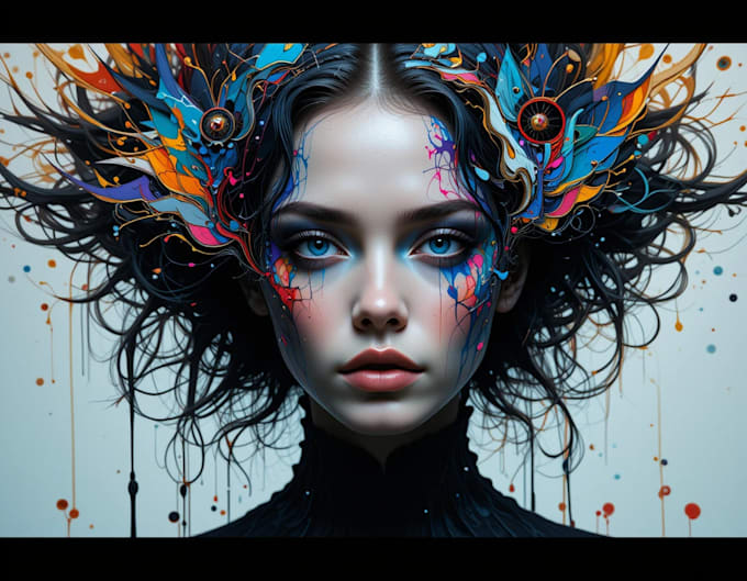 make scribble art, abstract line art portrait