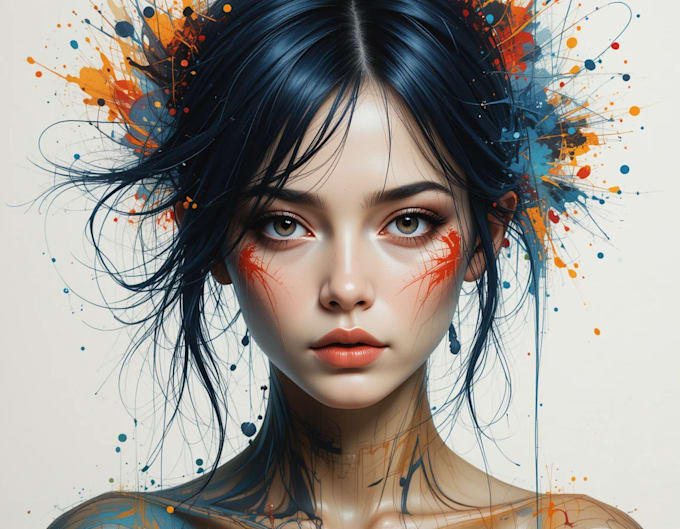 make scribble art, abstract line portrait