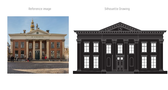 do silhouette drawing in vector