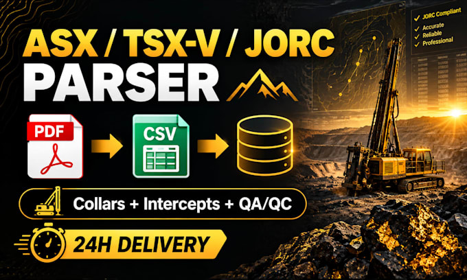 parse asx tsx jorc drilling pdfs into database ready CSV
