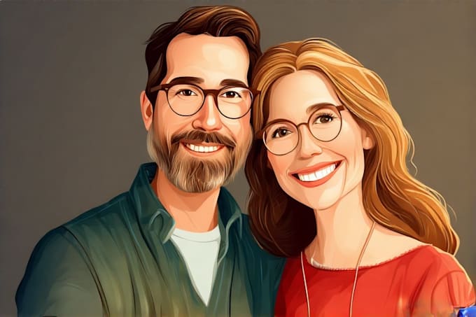 create custom family portrait, personalised couple portrait