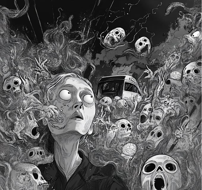 draw detailed black and white illustration