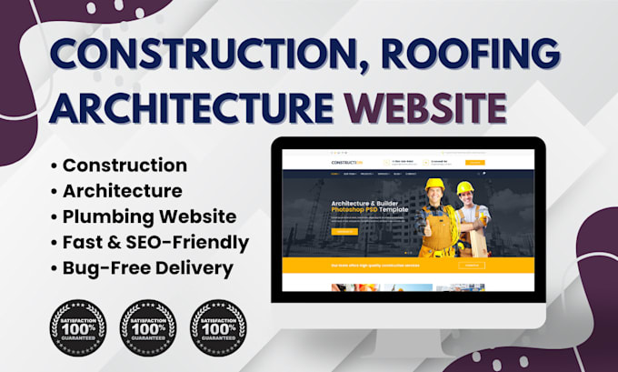 create construction, architecture, or plumbing wordpress website design