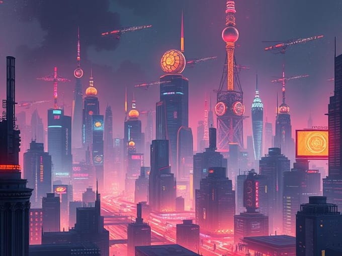 Draw futuristic cyberpunk city or background art by Phaelinnas | Fiverr