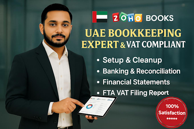 do uae accounting, bookkeeping on zoho books, prepare uae vat return reports