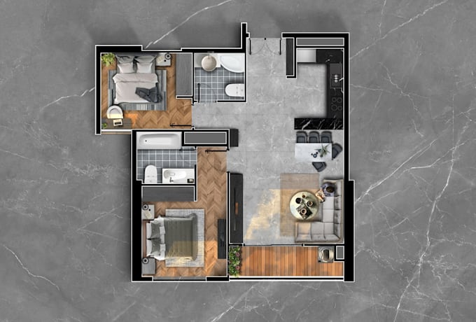 create colored floor plan for interior presentations