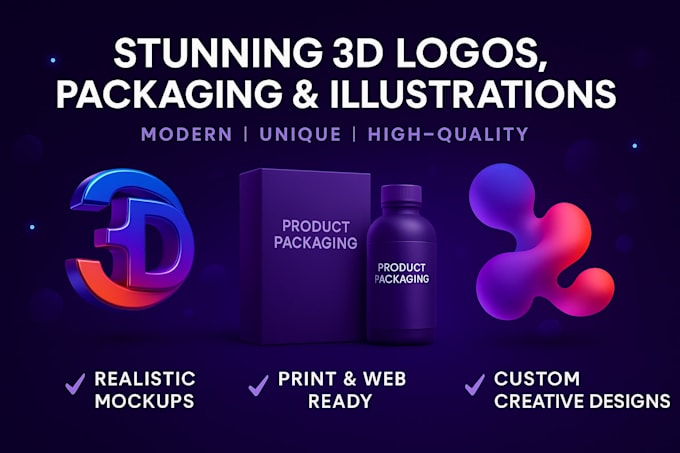 create stunning 3d logo, packaging, label and branding design