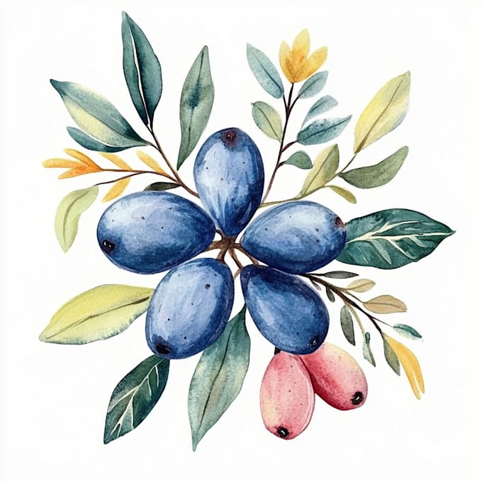 create watercolor botanical illustration for branding