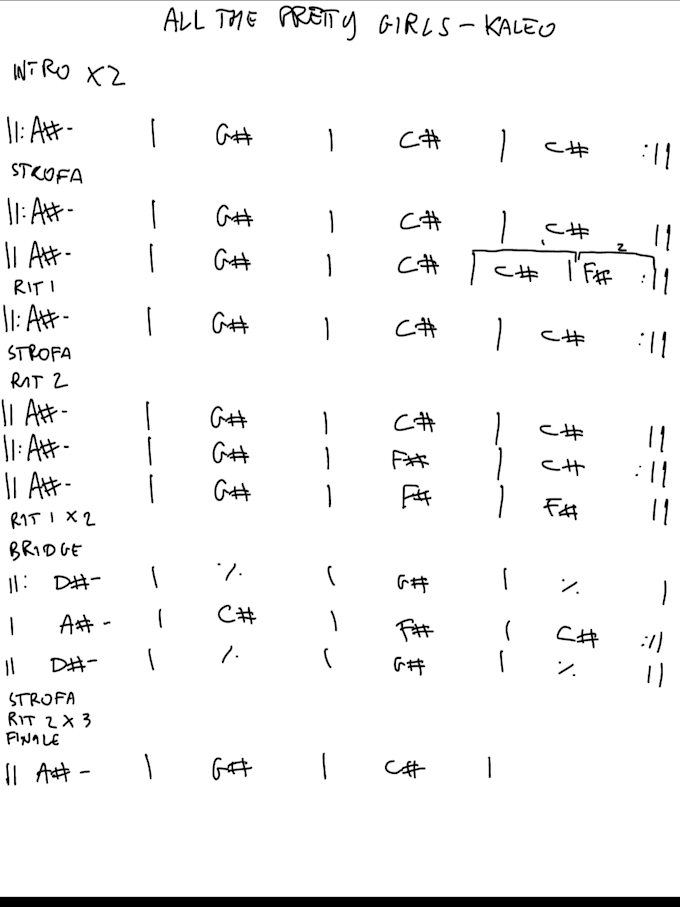 write a chord sheet for any song you need