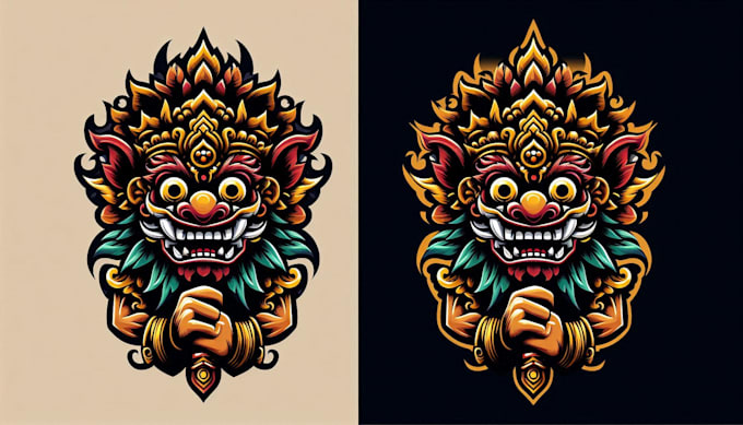 give balinese barong mask mascot logo design with new concepts