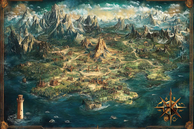 Create fantasy map illustration for dnd, novels and games by ...
