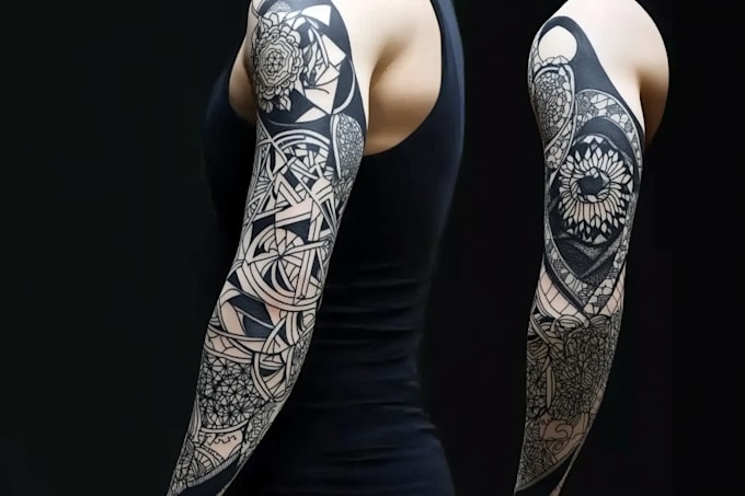 create sleeve tattoo design in geometric style