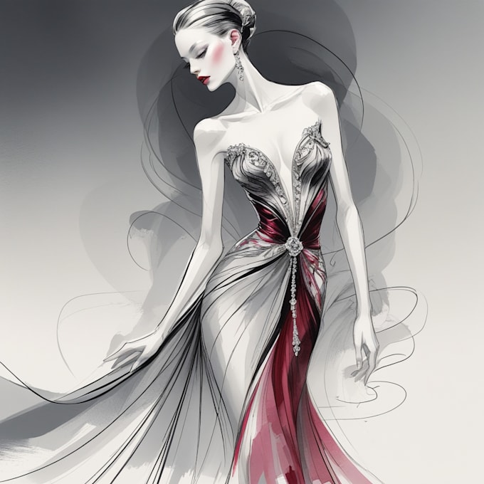 draw editorial fashion illustration, sketch