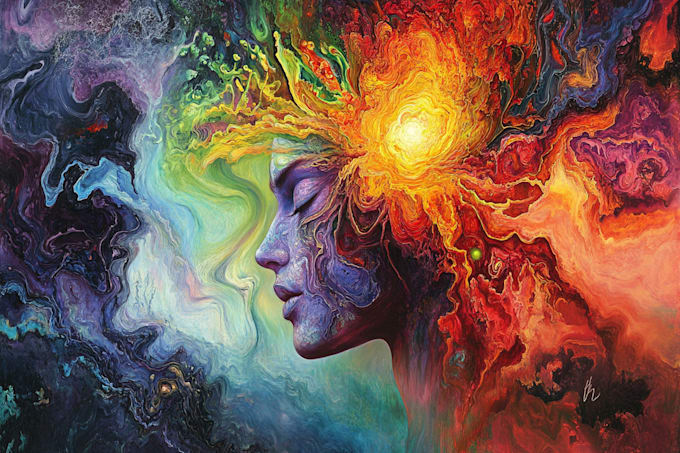 create magical abstract art, psychedelic, surrealism, cubism