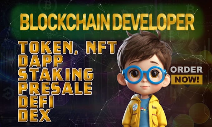 be blockchain developer for create token, web3 dapp, defi, staking, presale